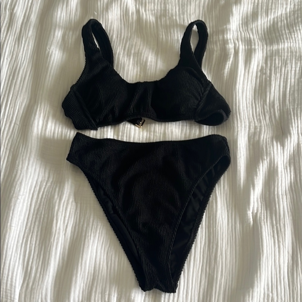 Wild Fable Black Ribbed Bikini Set